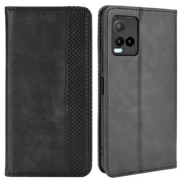 Bofink Vintage Vivo Y21s / Oppo K9 Pro / Realme C21Y leren beschermhoesje - Zwart