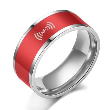 Slimme bewerkbare roestvrijstalen NFC ring - Rood / 13#