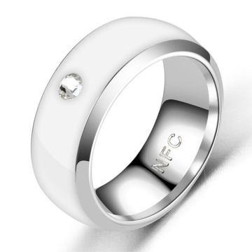 Slimme bewerkbare roestvrijstalen multifunctionele NFC ring - Wit / 10#