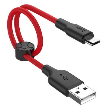 HOCO X21 Plus Siliconen oplaadkabel voor Micro (L=0,25M) - Zwart & Rood