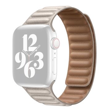 Echt lederen horlogebandje voor Apple Watch Series 8 (45mm) / Watch Ultra - Starlight
