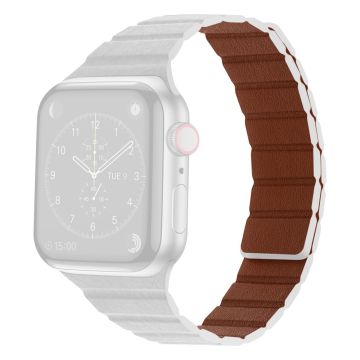 Apple Watch Series 8 (45 mm) / Watch Ultra dubbele kleur echt lederen horlogeband - Wit
