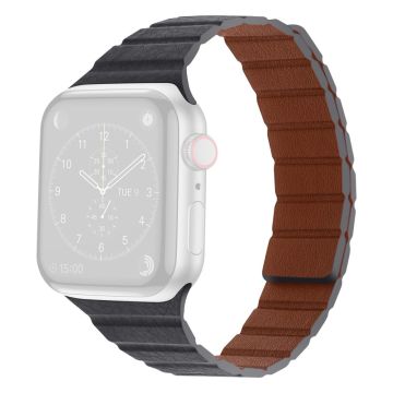 Apple Watch Series 8 (45 mm) / Watch Ultra dubbele kleur echt lederen horlogeband - Grijs