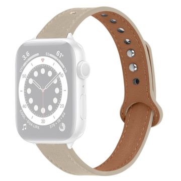 Apple Watch Series 8 (45 mm) / Watch Ultra horlogebandje van echt rundleer - Ivoorwit