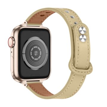 Echt koeienhuid lederen horlogebandje voor Apple Watch Series 8 (45mm) / Watch Ultra - Licht Abrikoos