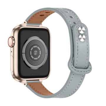 Echt koeienhuid lederen horlogebandje voor Apple Watch Series 8 (45mm) / Watch Ultra - Elephant Grey