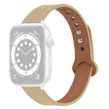 Apple Watch Series 8 (45 mm) / Watch Ultra toplaag rundlederen horlogebandje - Abrikoos