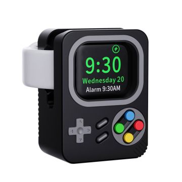 Siliconen oplader voor Apple Watch in retro game stijl - Zwart