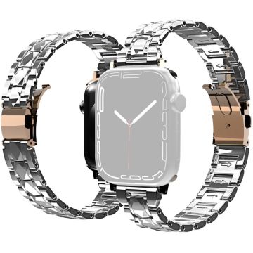 Apple Watch Series 8 (45 mm) acryl horlogebandje met drie kralen - Zilver