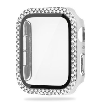 Apple Watch Series 8 (45 mm) met strasdecoratie en gehard glas - Zilver