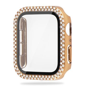 Apple Watch Series 8 (45 mm) met strasdecoratie en gehard glas - Goud