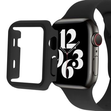 Apple Watch Series 8 (45 mm) eenvoudig hoesje met gehard glas - Zwart