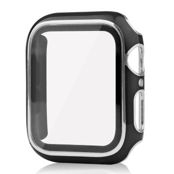 Apple Watch Series 8 (45 mm) dual color galvaniserend hoesje met gehard glas - Zwart / Zilver