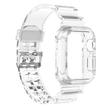 Apple Watch Series 8 (45 mm) doorzichtig siliconenn horlogebandje met klepje - Transparant