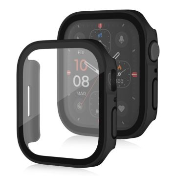 Apple Watch Series 8 (45 mm) matte hoes met gehard glas - Zwart