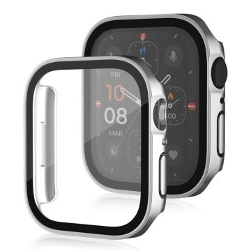 Apple Watch Series 8 (45 mm) matte hoes met gehard glas - Zilver