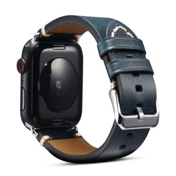 Apple Watch Series 8 (45 mm) horlogebandje van rundleer - Blauw