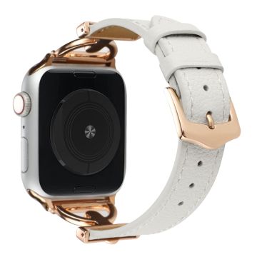Apple Watch Series 8 (45 mm) / Watch Ultra D-vorm bandje van echt leer - Wit