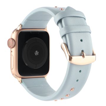 Apple Watch Series 8 (45 mm) / Watch Ultra Echt Leren Bandje - Blauw