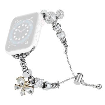 Apple Watch Series 8 (45 mm) / Watch Ultra strass kraal metalen bandje - Vlinder