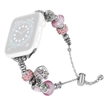 Apple Watch Series 8 (45 mm) / Watch Ultra strass kraal metalen bandje - Hart