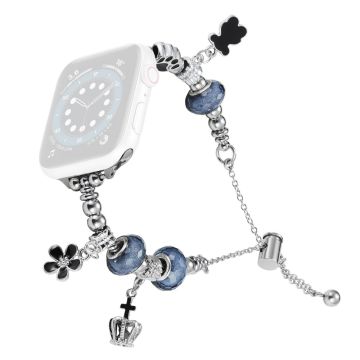 Apple Watch Series 8 (45 mm) / Watch Ultra strass kraal metalen bandje - Kroon
