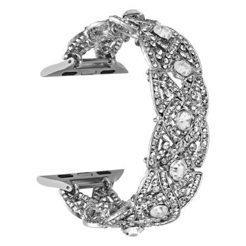 Apple Watch Series 8 (45 mm) / Watch Ultra strass decor crossover stijl metalen bandje - Zilver