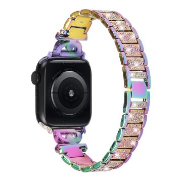 Apple Watch Series 8 (45 mm) / Watch Ultra roestvrijstalen bandje met strasdecor - Veelkleurig