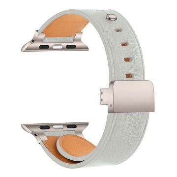 Apple Watch Series 8 (45 mm) / Watch Ultra Genuine Cowhide lederen band - Grijs / Starlight