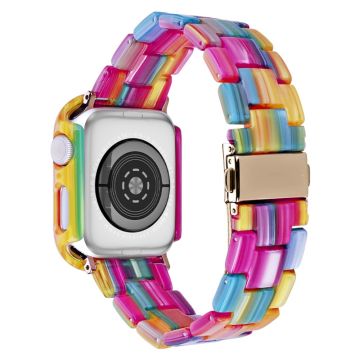 Apple Watch Series 8 (45 mm) bandje in harsstijl met klepje - Regenboog