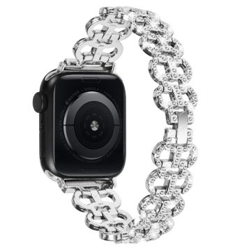 Apple Watch Series 8 (45 mm) / Watch Ultra strass-versiering legering bandje - Zilver