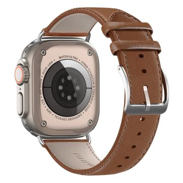 DUX DUCIS YS Apple Watch Series 9 45mm / Ultra 2 Koeienhuid lederen band - Bruin