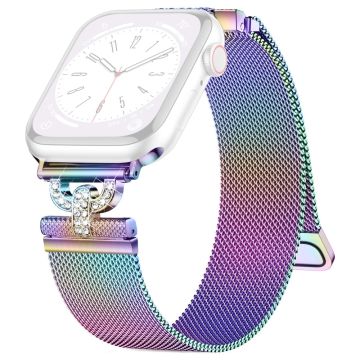 Apple Watch Series 9 45mm / Ultra 2 strass S-vormige milanese roestvrij stalen band - Kleurrijk