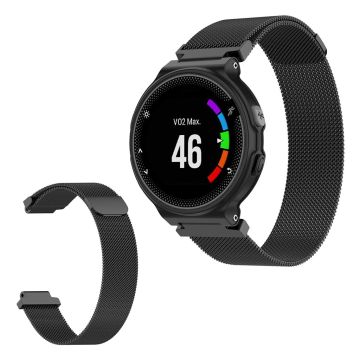 Garmin Forerunner 220 / 230 / 235 / 630 / 620 / 735 milanese Roestvrij Staal Horlogeband - Zwart