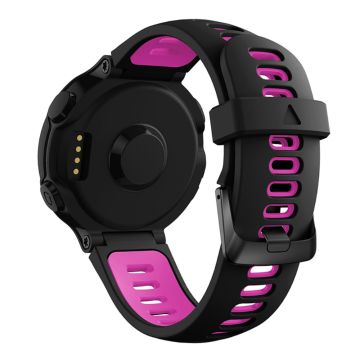 Siliconen horlogebandje met zwarte gesp voor Garmin Forerunner horloge - Zwart / Roze