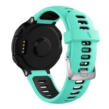 Siliconen horlogebandje met zilverkleurige gesp voor Garmin Forerunner horloge - Mintgroen / Zwart